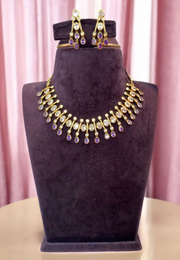 Beautiful party wear short necklace with purple stones