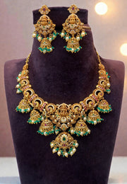 Beautiful nakshi necklace with gold finishing and Laxmi Devi motive