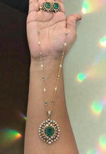 Load image into Gallery viewer, Beautiful chandraharam chain with green stone