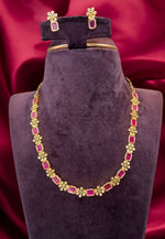 Load image into Gallery viewer, Beautiful short necklace with ruby colour stones pairing with beautiful earrings
