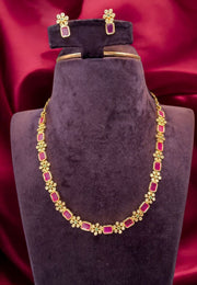 Beautiful short necklace with ruby colour stones pairing with beautiful earrings