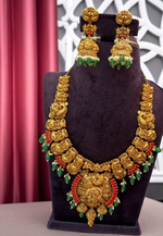 Load image into Gallery viewer, Beautiful mini haram with peacock design ruby coral and green combination
