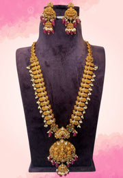 Beautiful long nakshi haram with god Laxmi Devi motive