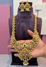 Beautiful long haram with green stone