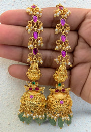 Beautiful jumkhas with jadav kundan stone matilu