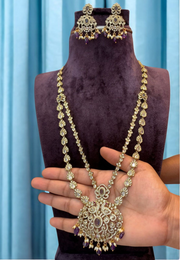 Traditional two steps Victorian polish long haram with purple stone