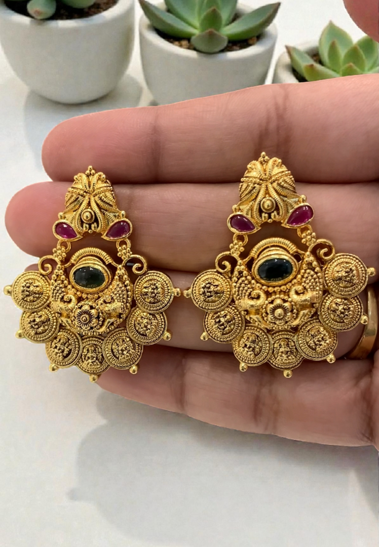 Beautiful earrings with green stone