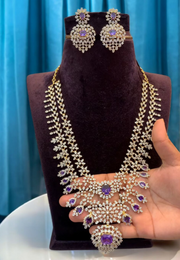 Beautiful gj polish mini haram with purple colour stones