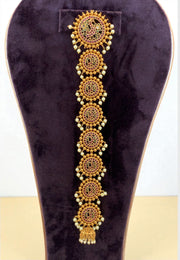 Beautiful hair accessories with nakshi polish and pink stone