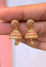 Load image into Gallery viewer, Beautiful mini jumkhas with pink stones -perfect for any occasion
