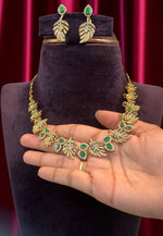Load image into Gallery viewer, Beautiful short party wear necklace with green and pink stone
