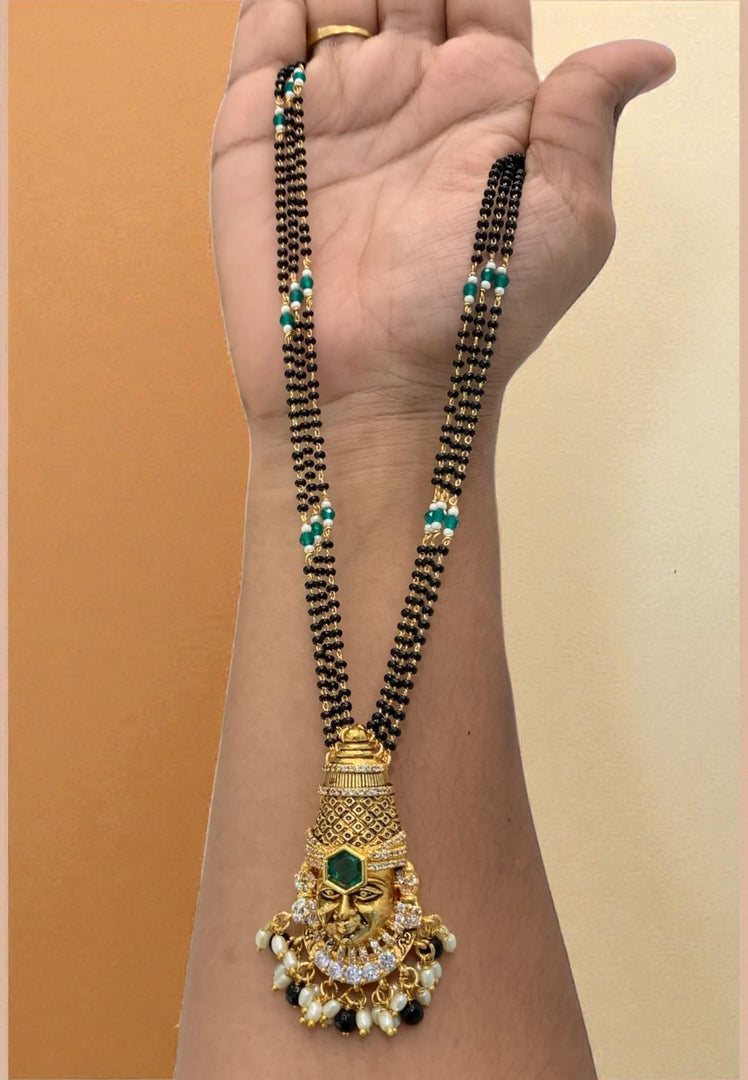 Beautiful black beads chain with balaji pendant