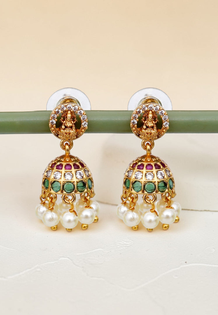 Beautiful jumkhas with green and pink stone