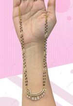 Load image into Gallery viewer, Two layer black beads chain with uncut stone pendant
