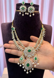 Stunning Gj polish two layer short necklace with pink and green stone