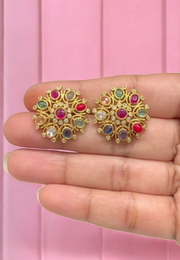 Stunning navarathna stones studs -perfect for any occasion