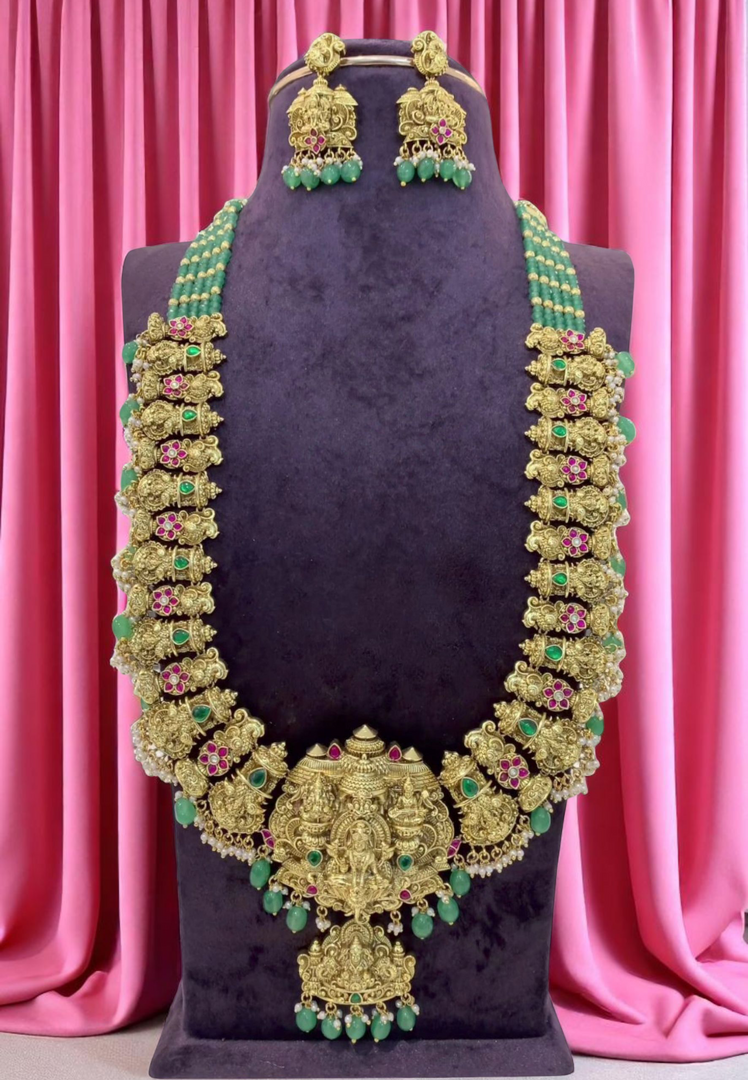 Traditional jadav long haram with God laxmi motive locket -perfect for traditional wear