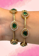 Load image into Gallery viewer, Stunning party wear bangles with green stone
