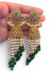 Beautiful jumkhas with green beads