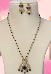 Beautiful black beads chain with navy blue stone