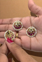 Load image into Gallery viewer, Beautiful hair accessories with chandbali design and jadav kundan stone