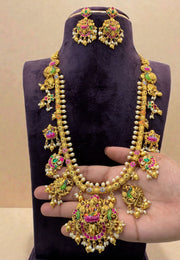 Beautiful meenakari design long haram with guttapusalu hangings