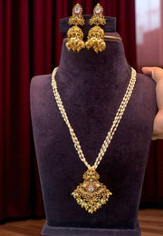 Beautiful pearls chain with golden pendant and Laxmi Devi motive