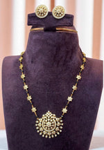 Load image into Gallery viewer, Beautiful black beads chain with white stones pendant
