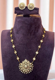 Beautiful black beads chain with white stones pendant