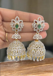 Gj polish jumkhas with green stone -perfect for any occasion