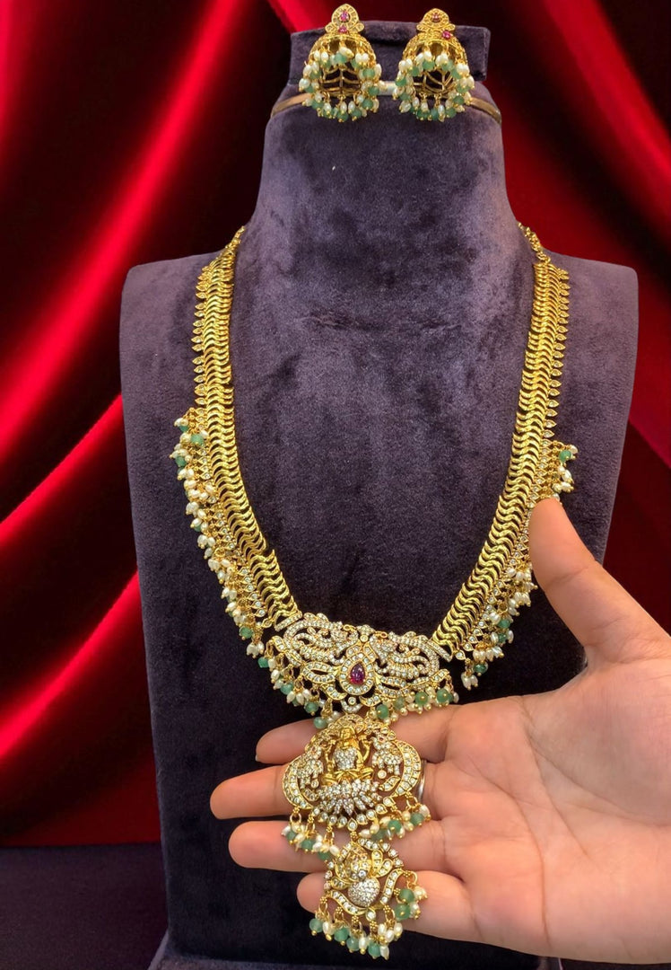 Traditional long haram with green beads and jalebi haram