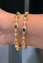 Load image into Gallery viewer, Beautiful navarathna bangles with white stones -perfect for any occasion
