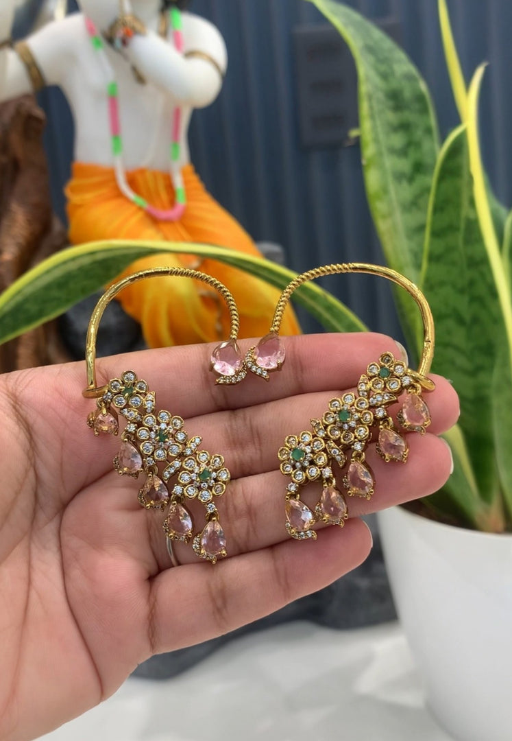 Beautiful earcuffs with green stone