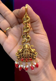 Traditional nakshi polish tikka with coral beads