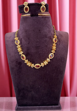 Load image into Gallery viewer, Simple short necklace with ruby colour stone -pairing with beautiful earrings

