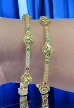 Load image into Gallery viewer, Beautiful bangles with multistone and nakshi stone -embrace the beauty in you;
