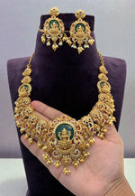 Load image into Gallery viewer, Beautiful short necklace with Laxmi Devi motive and moissanite stones
