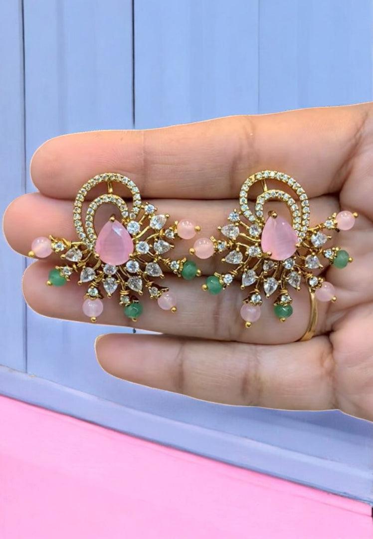 Beautiful earrings with light pink stones