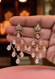Beautiful earrings with light pink beads