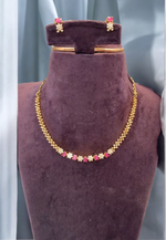 Load image into Gallery viewer, Stunning simple set ruby colour and white combination- pairing with beautiful studs
