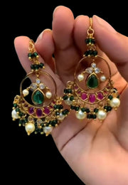 Beautiful earrings with green beads