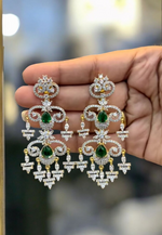 Load image into Gallery viewer, Stunning party wear earrings with green stone
