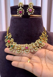 Beautiful navaratna short necklace with Victorian polish