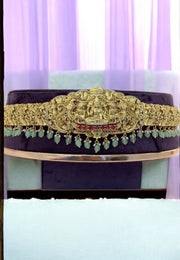 Beautiful coral beads hip belt with green and guttapusalu hangings