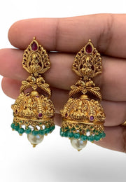 Beautiful jumkhas with green beads