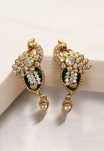 Load image into Gallery viewer, Stunning peacock design earrings with green stone -perfect for any occasion
