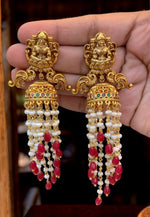 Load image into Gallery viewer, Beautiful jumkhas with multistone and laxmi motive -guttapusalu hangings
